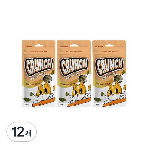 [썬더펫] 닥터뮨 쿠앙 크런치 덴탈 연어 양치껌 고양이껌, 40g, 12개