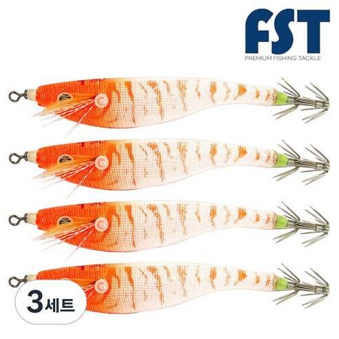 피싱템 한치 삼봉에기 갑오징어에기 FST 블랙타이거스퀴드트랩 ver.2, 3세트, 9g, (04) 오렌지헤드