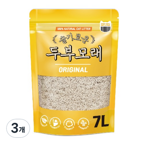 슬기로운두부모래 오리지널 고양이 두부모래, 7L, 3개, 무향