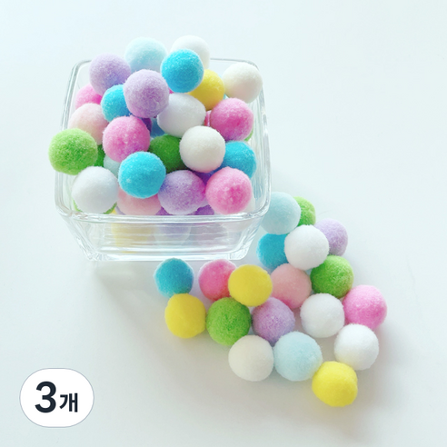 컬러 믹스 폼폼이 뿅뿅이 칼라솜 솜방울 10mm-30mm, 25미리*2봉, 3개, 캔디