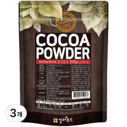 colorfood 코코아 파우더, 600g, 1개입, 3개