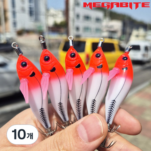 메가바이트 메가탄 50 미니 케이무라 레이저 에기, 10개, 4.7g, #01 레드헤드화이트