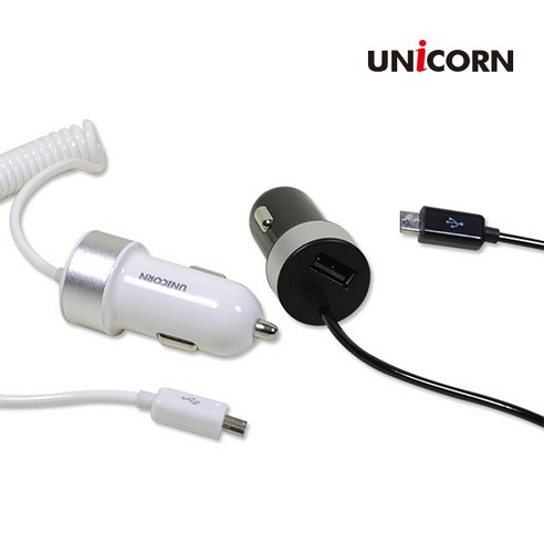 [유니콘] 차량용 USB 1포트 5핀 일체형케이블 충전 시거잭 CP-300A, 블랙, 1개