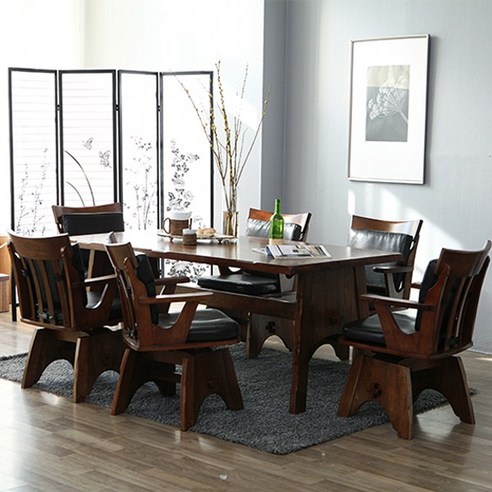 베스트리빙 아마존베스트 특별한분을 위한 특별한 가구!! 원목으로 튼튼하고 고급스러운 쉐라톤 6인식탁세트(의자형) 식탁세트, 엔틱브라운