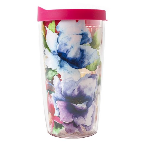 터비스 킵 드링크 핫 & 콜드 텀블러, Watercolo Blooms, 473ml