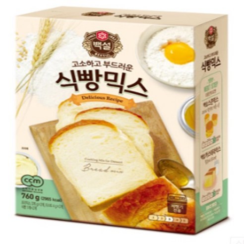 CJ 간식만들기 홈디저트 백설 식빵믹스760g 꿀호떡 아이방학 빵 쿠키 과자 케이크, 760g, 6개 Best Top5
