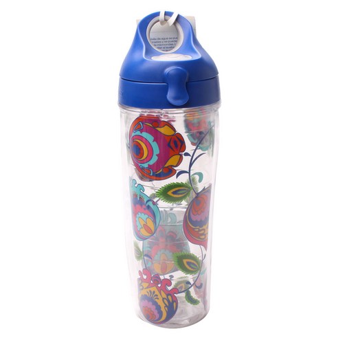 Tervis 물병 뚜껑 포함, Folksy Flower, 710ml