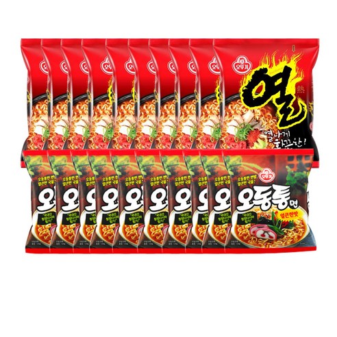 오뚜기 오동통면x10개+열라면x10개, 20개