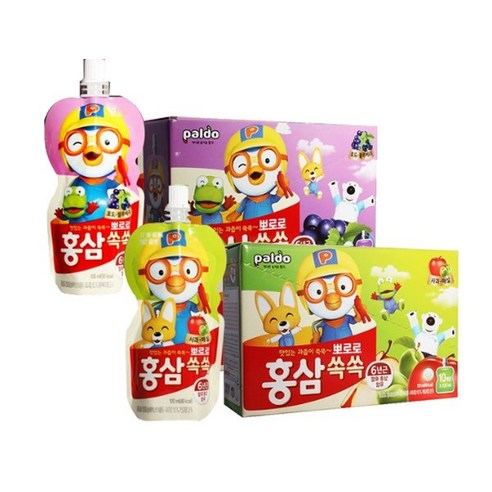 뽀로로 홍삼쏙쏙 사과매실10팩+포도블루베리10팩, 20팩, 100ml