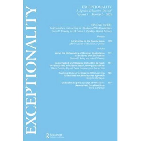 Mathematics Instruction for Students with Disabilities: A Special Issue of Exceptionality Paperback, Routledge