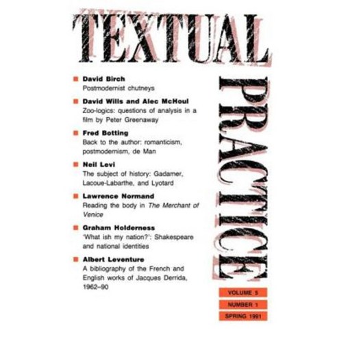 Textual Practice: Volume 5 Issue 1 Paperback, Taylor & Francis