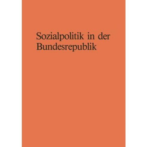 Sozialpolitik in Der Bundesrepublik Paperback, Vs Verlag Fur Sozialwissenschaften