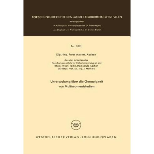Untersuchung Uber Die Genauigkeit Von Multimomentstudien Paperback, Vs Verlag Fur Sozialwissenschaften
