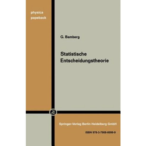 Statistische Entscheidungstheorie Paperback, Physica-Verlag