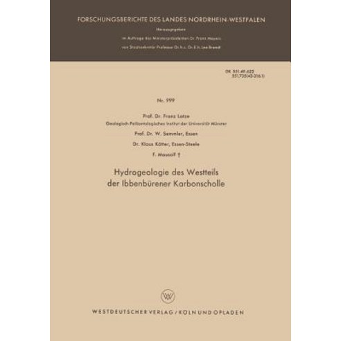 Hydrogeologie Des Westteils Der Ibbenburener Karbonscholle Paperback, Vs Verlag Fur Sozialwissenschaften