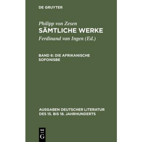 Die Afrikanische Sofonisbe Hardcover, de Gruyter