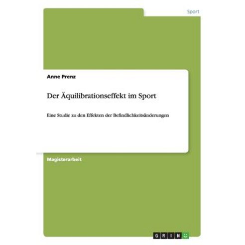 Der Aquilibrationseffekt Im Sport Paperback, Grin Publishing