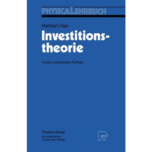 Investitionstheorie Paperback, Physica-Verlag