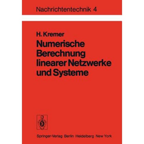 Numerische Berechnung Linearer Netzwerke Und Systeme Paperback, Springer