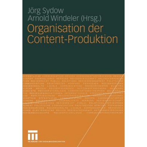 Organisation Der Content-Produktion Paperback, Vs Verlag Fur Sozialwissenschaften