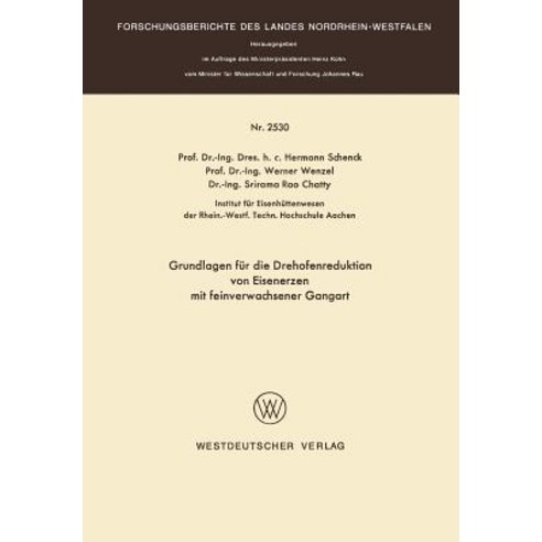 Grundlagen Fur Die Drehofenreduktion Von Eisenerzen Mit Feinverwachsener Gangart Paperback, Vs Verlag Fur Sozialwissenschaften