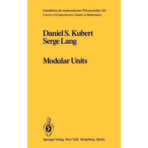 Modular Units Hardcover, Springer