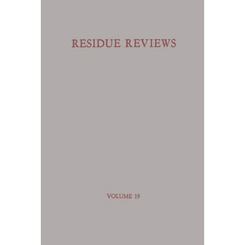 Residue Reviews/Ruckstandsberichte Paperback, Springer