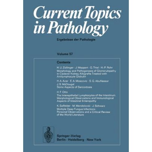 Current Topics in Pathology / Ergebnisse Der Pathologie Paperback, Springer