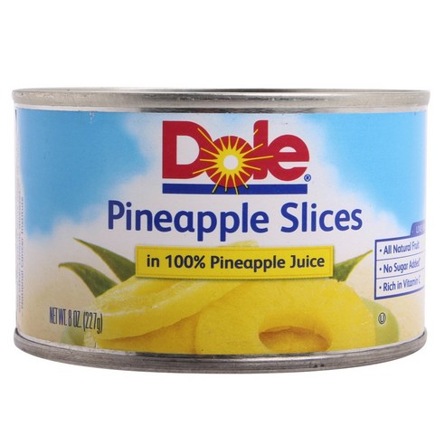 Dole 100% 파인애플 슬라이스 통조림, 227g, 1개