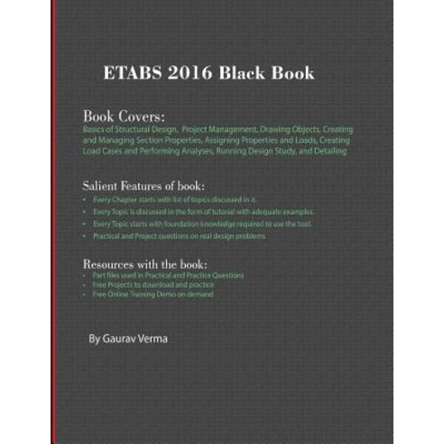 Etabs 2016 Black Book Paperback, Cadcamcae Works