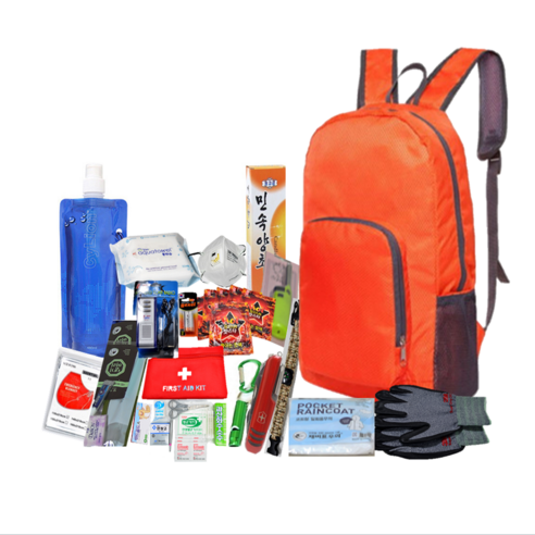 재난가방  안전닷컴 서바이벌 생존 가방 세트 생존배낭 지진 재난 대비용 응급/안전, 가방오렌지, 1세트