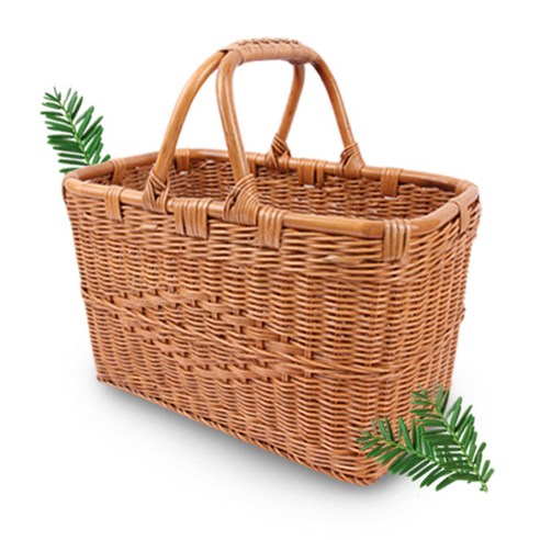 마마로 라탄 사각 피크닉 바구니 대형, 1개