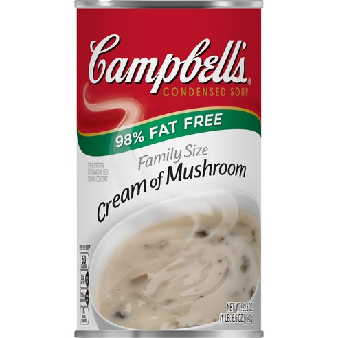 캠벨스 컨덴스드 수프 크림 오브 머쉬룸 98% 팻 프리 패밀리 사이즈, 640g, 1개