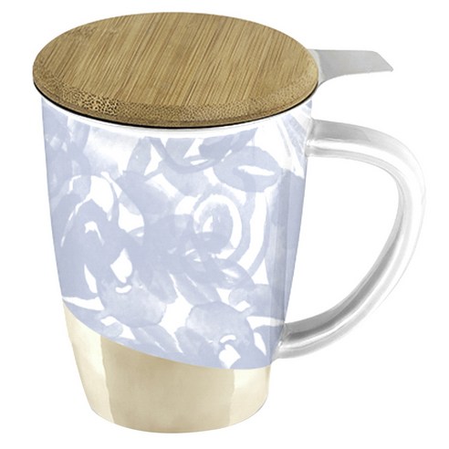 핑키업 베일리 세라믹 티 머그 앤 인퓨저 2종 세트 355ml, Dusty Blue, 1개