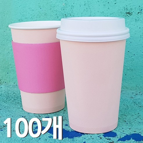 10온스 종이컵 베이비핑크 100개, 1개, 100개입