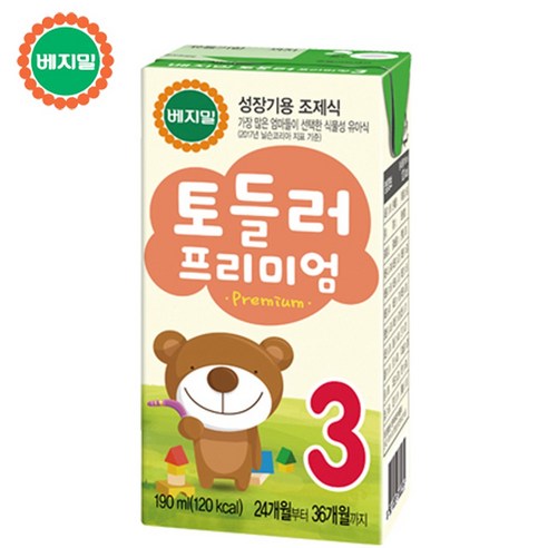베지밀 토들러 프리미엄 3단계 아기두유 190ml, 원액두유, 32개