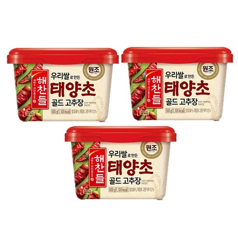 CJ제일제당 해찬들 우리쌀로만든 태양초 골드 고추장 500g*3개, 500g, 3개 해찬들골드고추장 Best Top5 CJ제일제당 해찬들 우리쌀로만든 태양초 골드 고추장 500g*3개, 500g, 3개 해찬들골드고추장 Best Top5