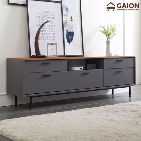 가이온 티크 1800 2단 거실장 진열장, 네이비