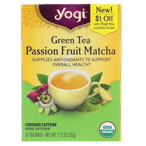 요기티 그린 티, 1개, Passion Fruit Matcha, 2g, 16개입