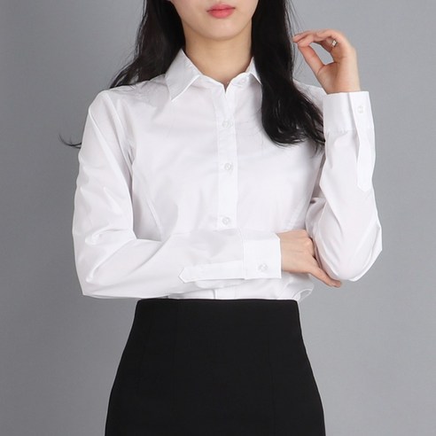드뷰 여성 심플 슬핌 셔츠 S~XL 빅사이즈 기본 스판 유니폼 단체복 남방 (2Color)