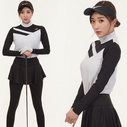 투빅토리 사선티 목폴라 절개 냉감 여성골프웨어