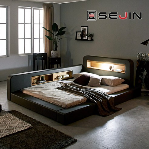 세진침대 디에로 LED저상형침대+7존독립40T매트리스, 모카그레이