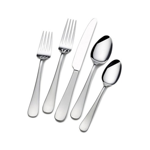 고메베이직스 양식커트러리 5종 세트 4개입, Satin Symmetry, Dinner Fork + Salad Fork + Dinner Knife + Dinner Spoon + Teaspoon