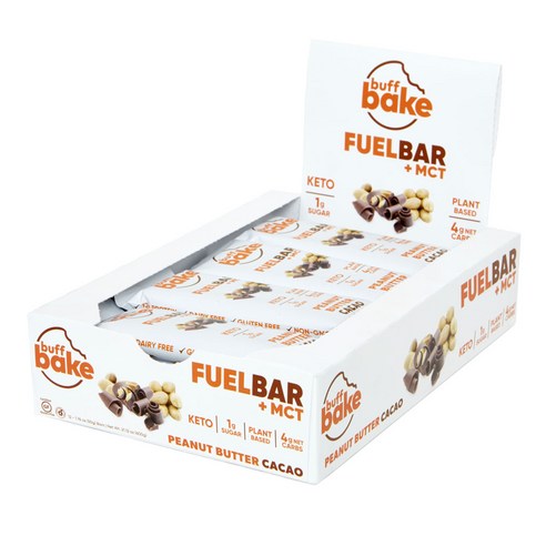 Buff Bake 퓨얼 바 + MCT, 피넛 버터 카카오(Peanut Butter Cacao), 12개입, 50g