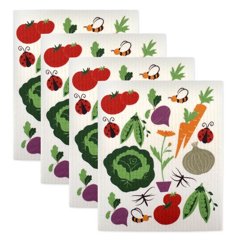 Design Imports 스웨디쉬 디쉬클로스 키친크로스, 4개, Veggie