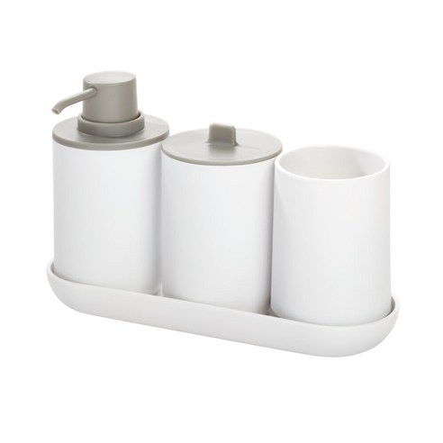 iDESIGN 케이드 배스 액세서리 욕실 디스펜서 4종 세트, 1개, White + Gray