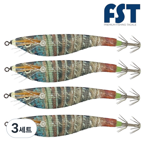 피싱템 한치 삼봉에기 갑오징어에기 FST 블랙타이거스퀴드트랩 ver.2, 3세트, 9g, (11) 닭새우