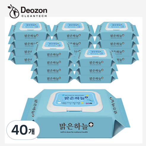 밁은하늘플러스 물티슈 캡형 1억2천만팩 판매, 40개, 80매, 40g