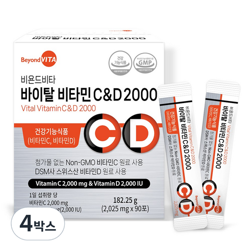 비욘드비타 바이탈 비타민C&D 2000 3개월분, 4박스, 90회분