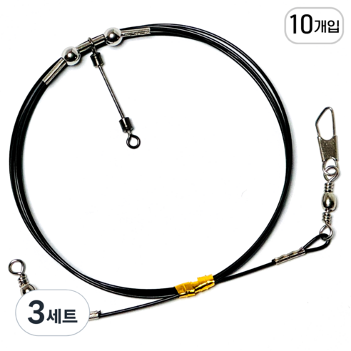 리얼히트 스위벨 편대 외수질 채비 1단 블랙 기둥줄, 3세트, 10개입